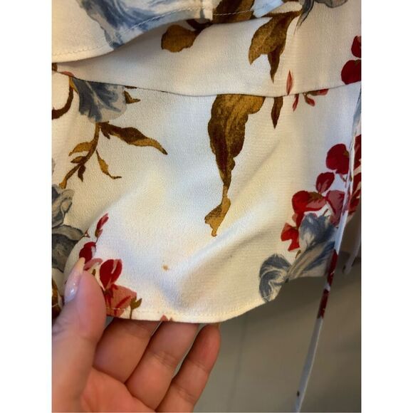 Vince Camuto Floral Flutter Sleeve Dress sz M Flouncy Hem Romantic Date - Picture 12 of 12